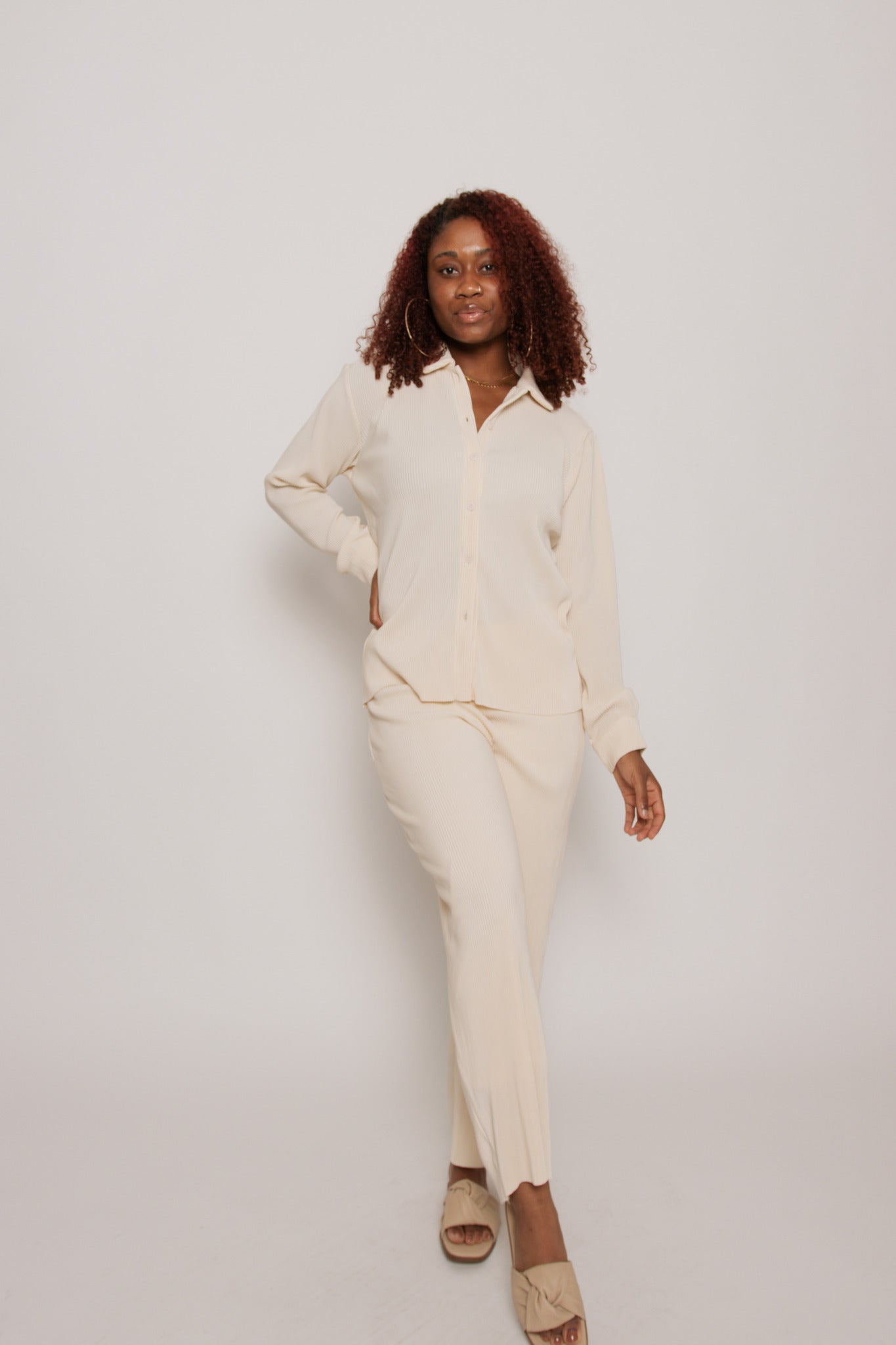Audrey Cream Crinkled Set