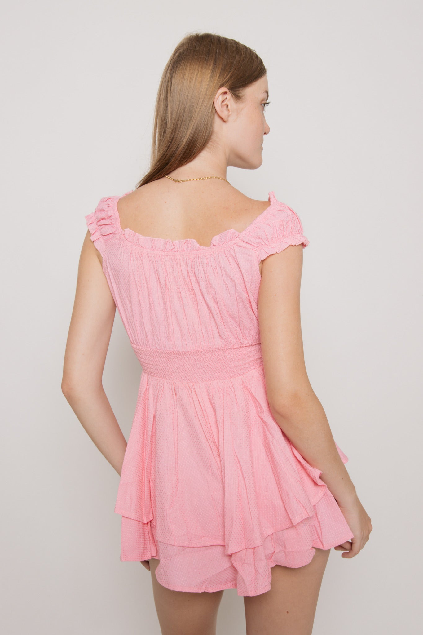 Doll Textured Romper- Pink
