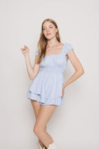 Doll Textured Romper- Blue