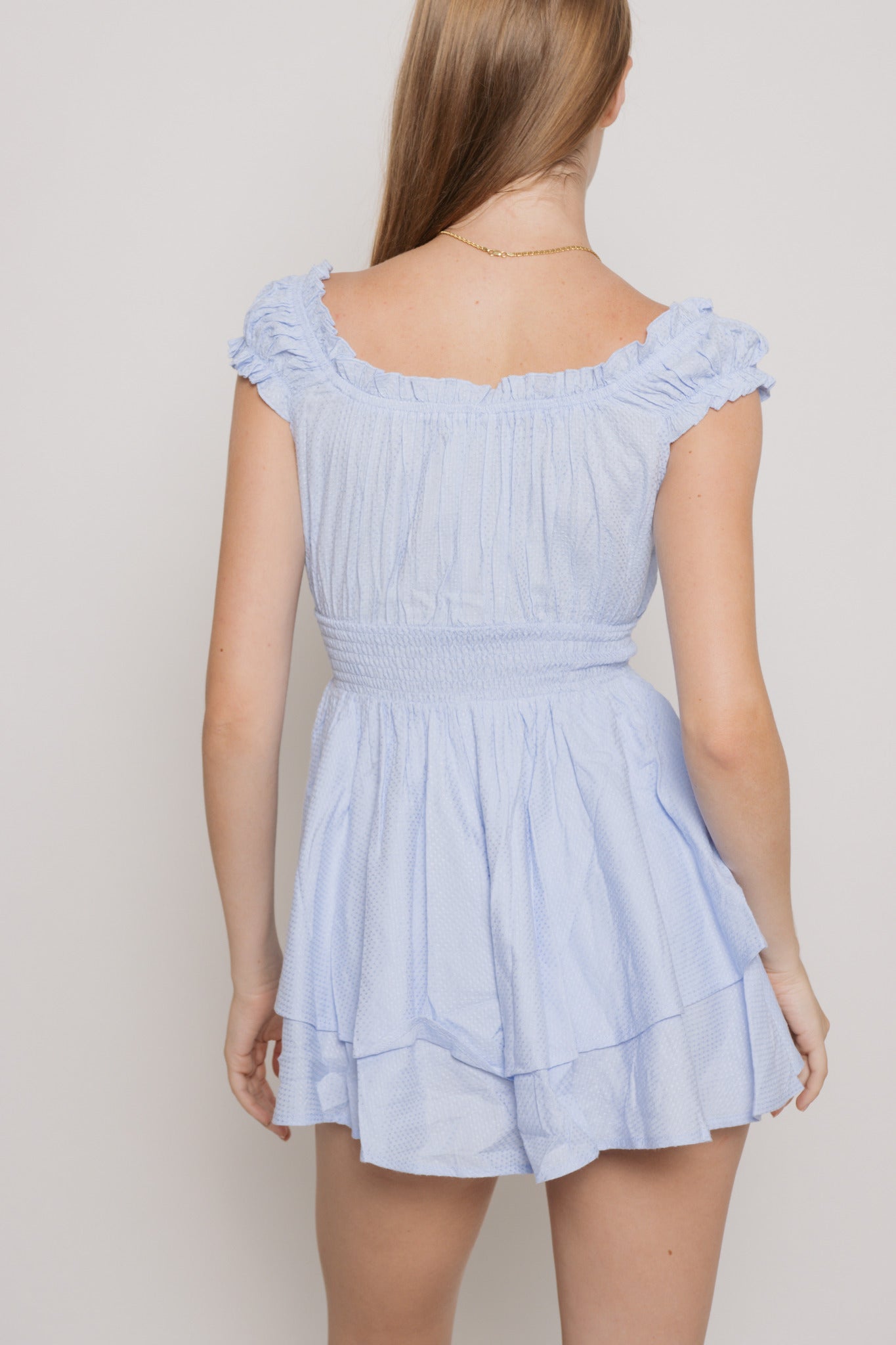 Doll Textured Romper- Blue