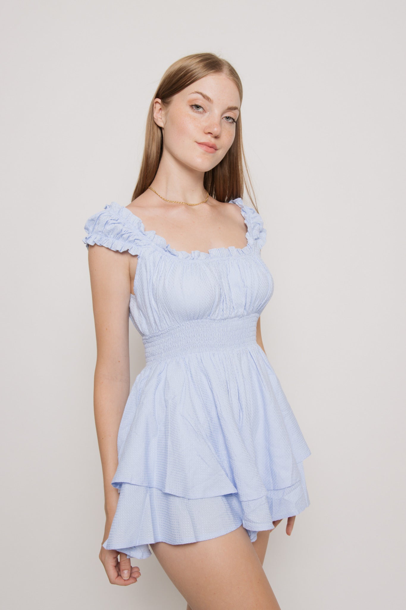 Doll Textured Romper- Blue