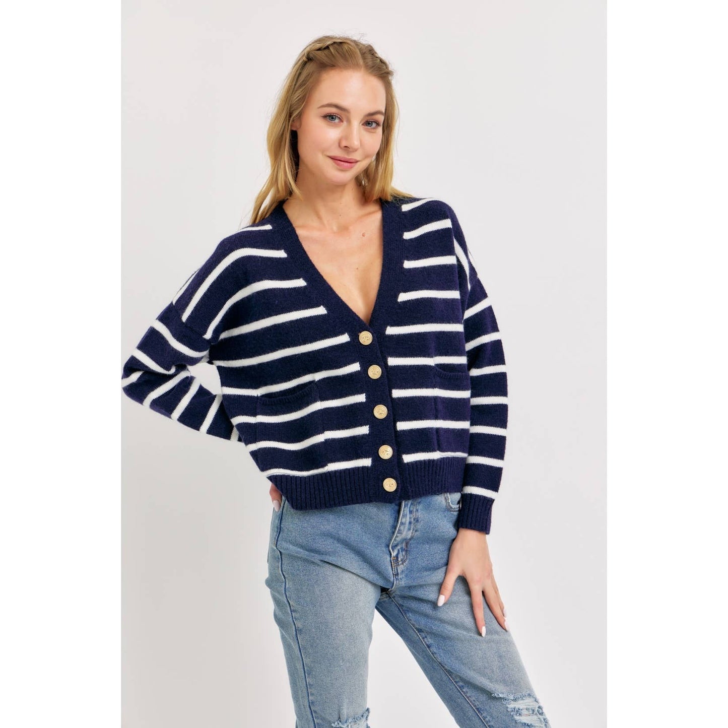 Navy Cardigan Sweater