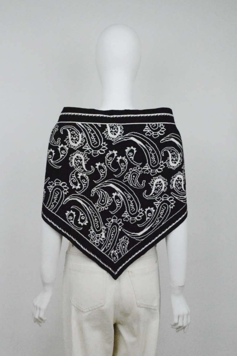 Paisley Knit Triangle Scarf Multi Wear Wrap