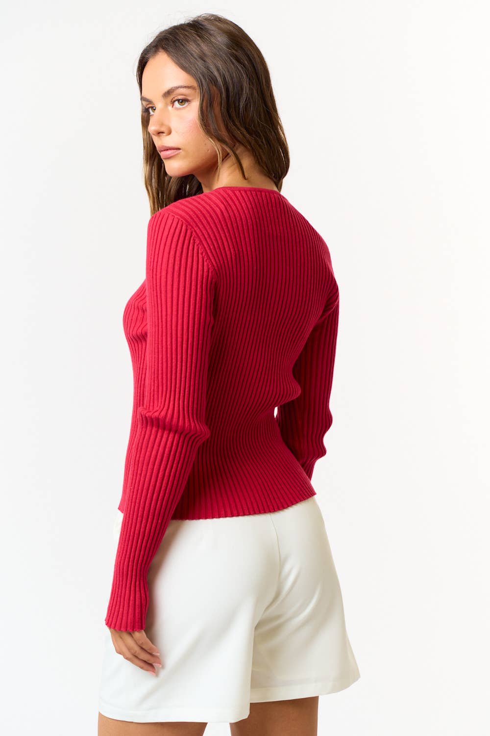 Alice Bow Cutout Top-Red