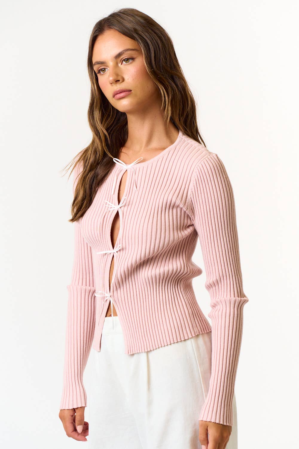 Alice Bow Cutout Top-Pink