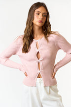 Alice Bow Cutout Top-Pink