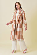 Rust Houndstooth Long Coat