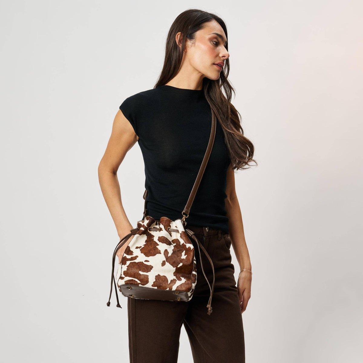 Brown Cow Print Crossbody