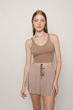 Going Places Padded Top- Taupe
