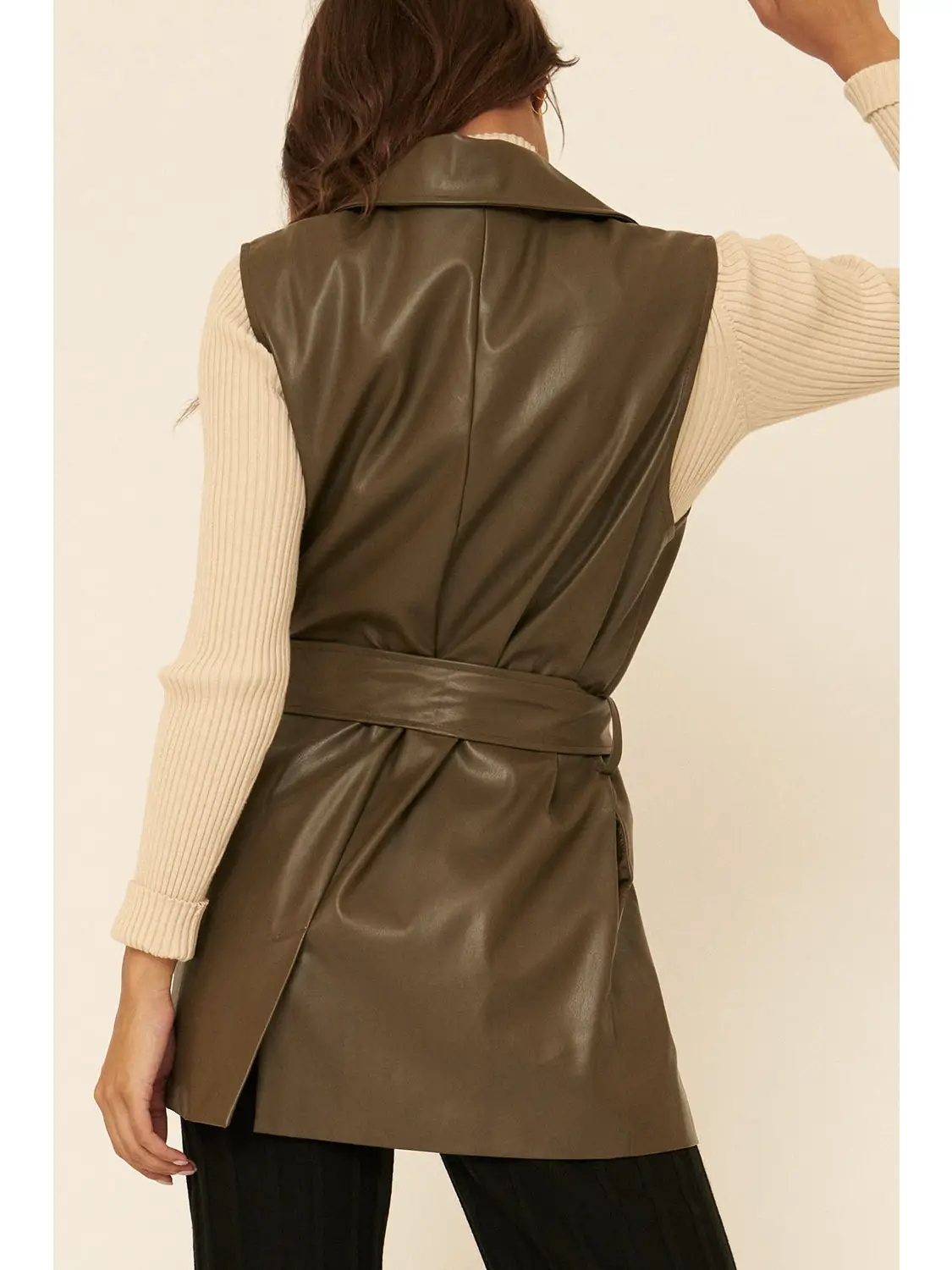 Olive Green Leather Vest