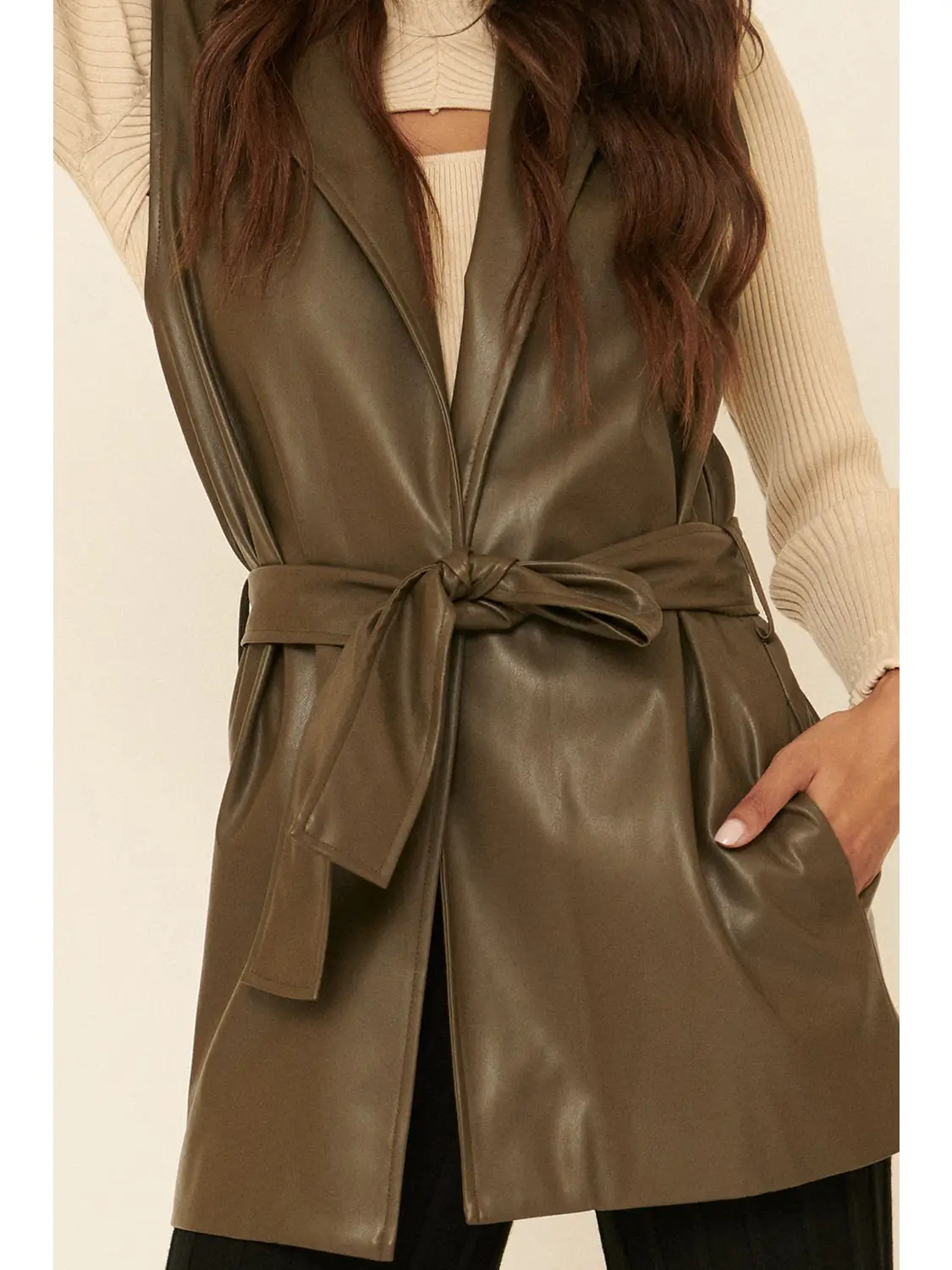 Olive Green Leather Vest