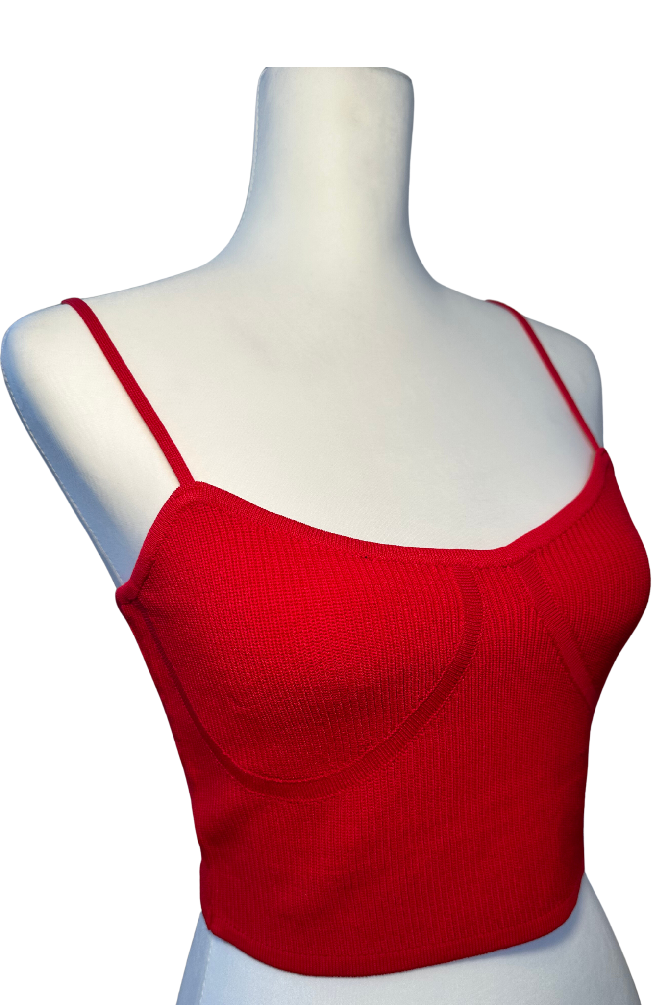 Cherry Red Ribbed Crop Top