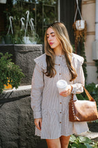 Striped Ruffle Collar Mini Dress