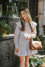 Striped Ruffle Collar Mini Dress