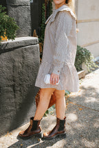 Striped Ruffle Collar Mini Dress