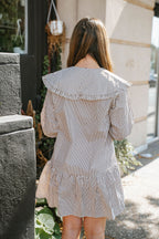 Striped Ruffle Collar Mini Dress