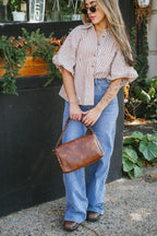 Florence Striped Blouse- Mocha
