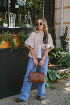 Florence Striped Blouse- Mocha