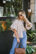 Florence Striped Blouse- Mocha