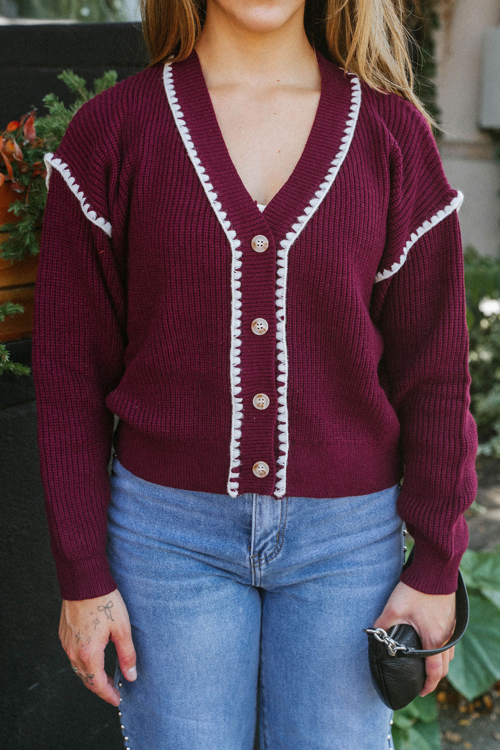 Maeve Contrast Stitch Cardigan