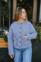 Broad Street Quilted Jacket- Blue