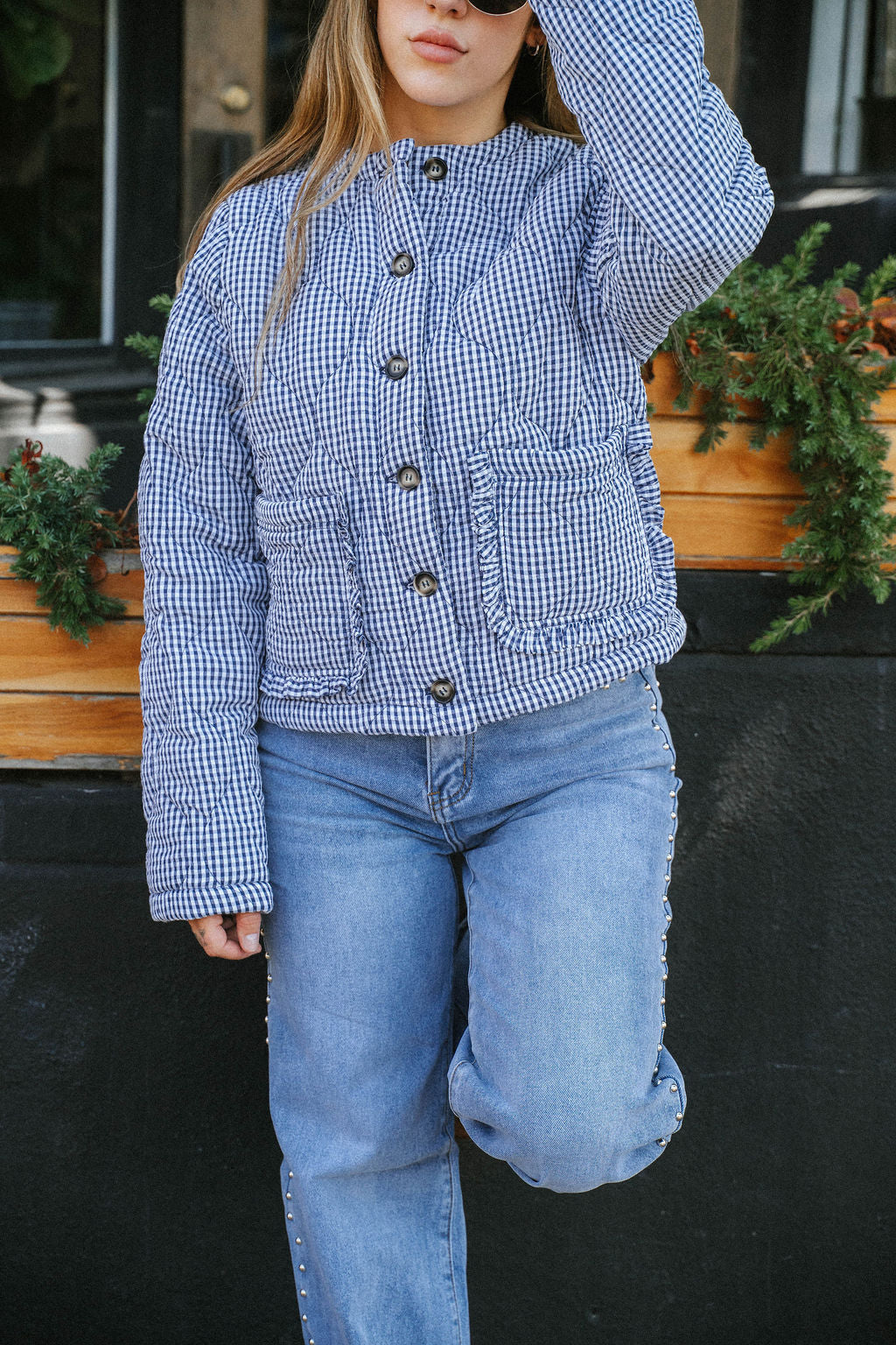 Broad Street Quilted Jacket- Blue