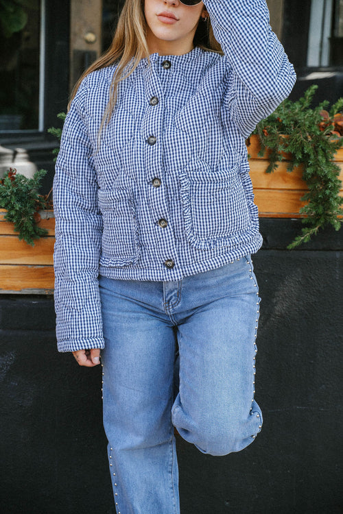Broad Street Quilted Jacket- Blue