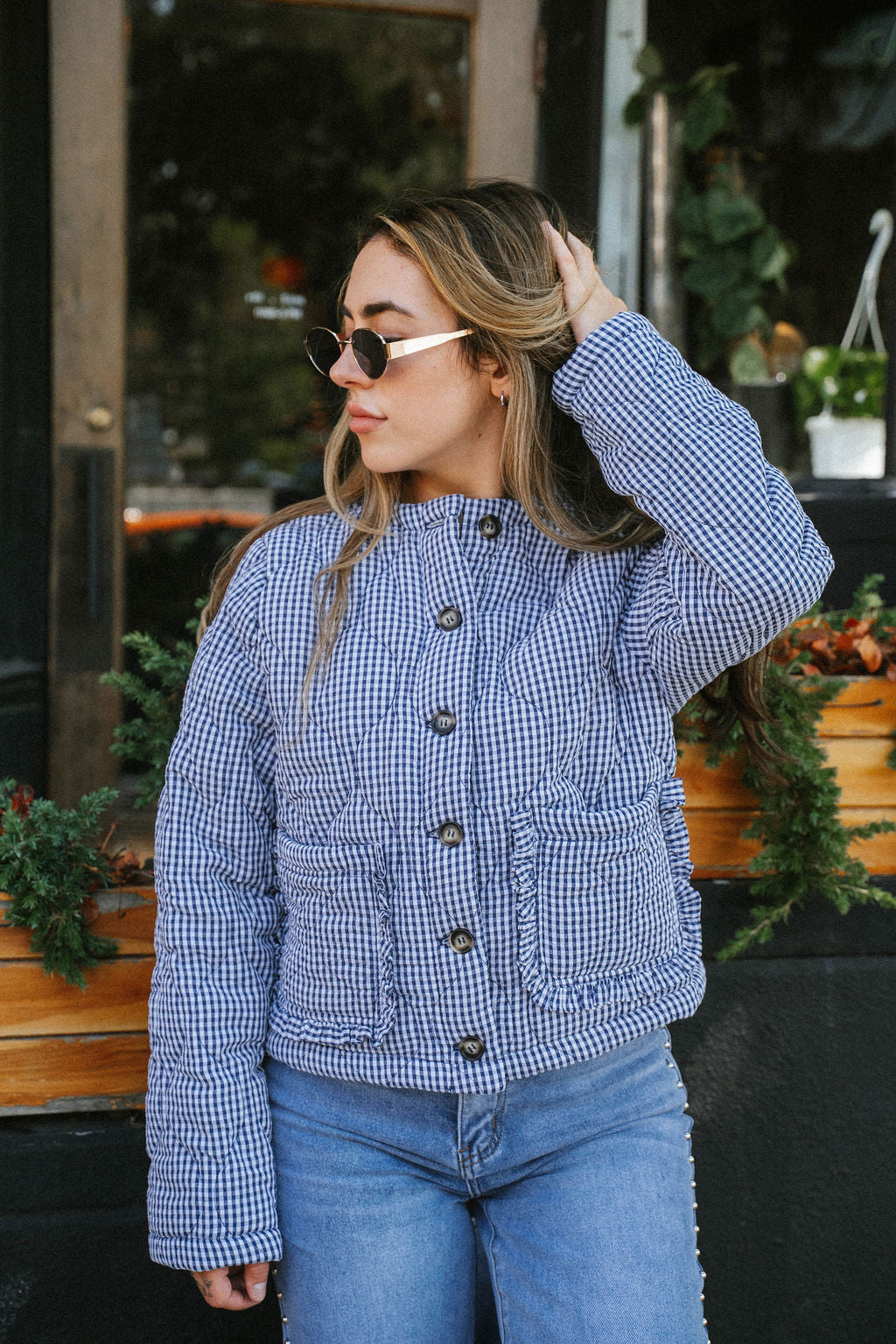 Broad Street Quilted Jacket- Blue