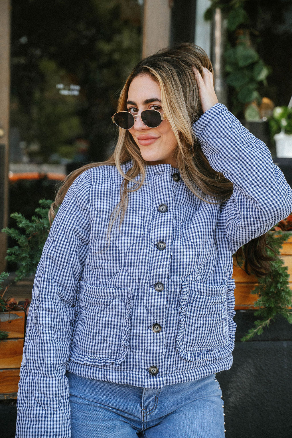 Broad Street Quilted Jacket- Blue