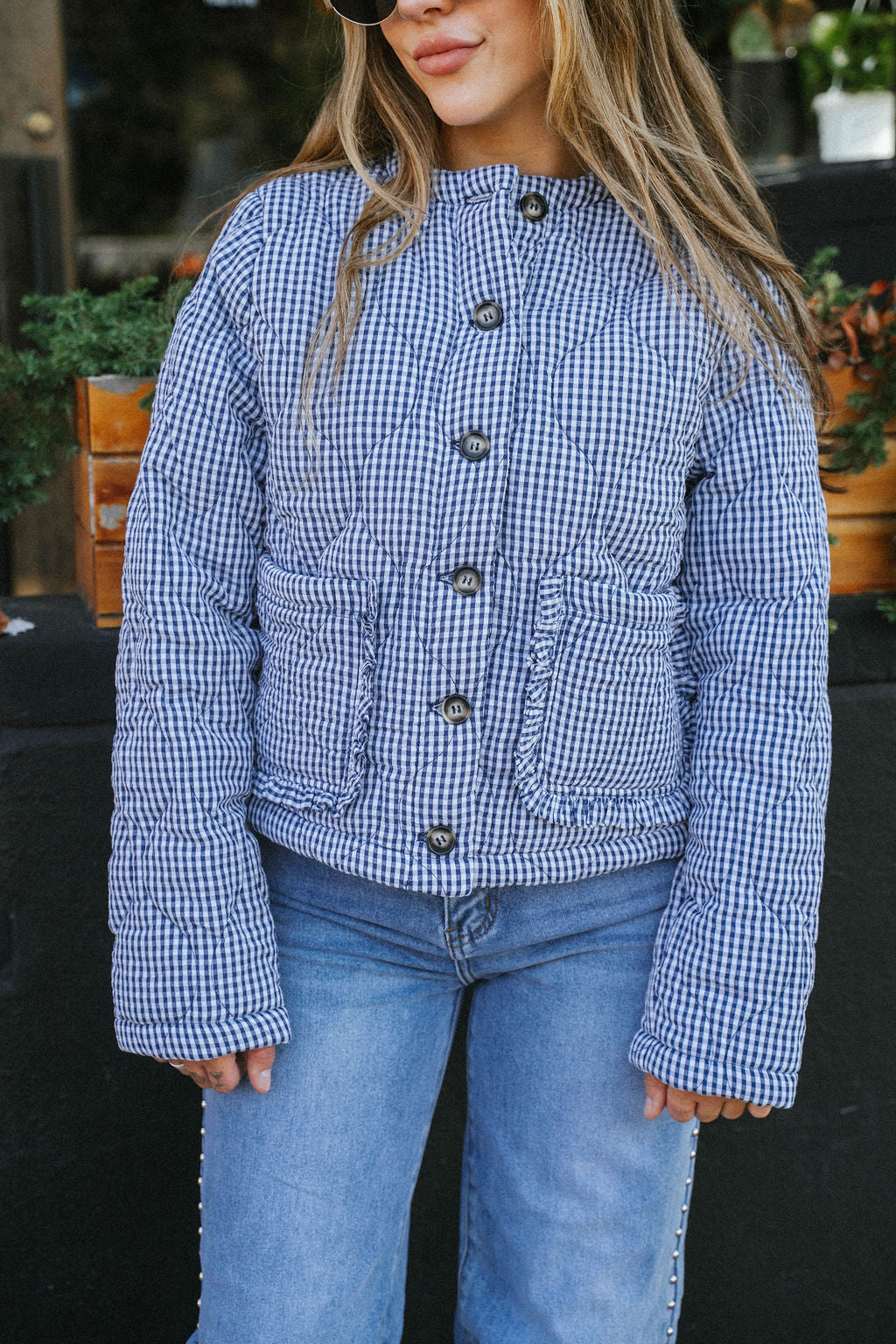 Broad Street Quilted Jacket- Blue