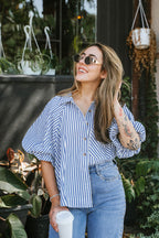 Florence Striped Blouse- Blue