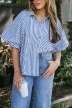 Florence Striped Blouse- Blue