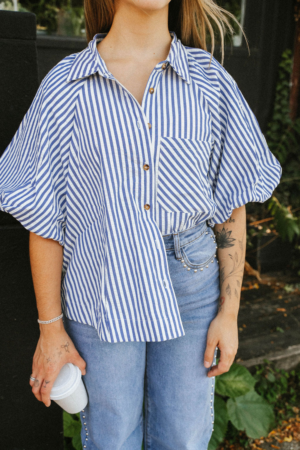 Florence Striped Blouse- Blue