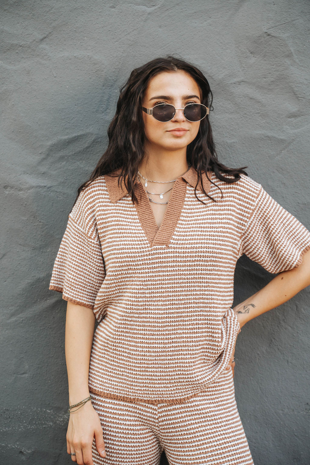 Sutton Knit Set- Mocha Cream