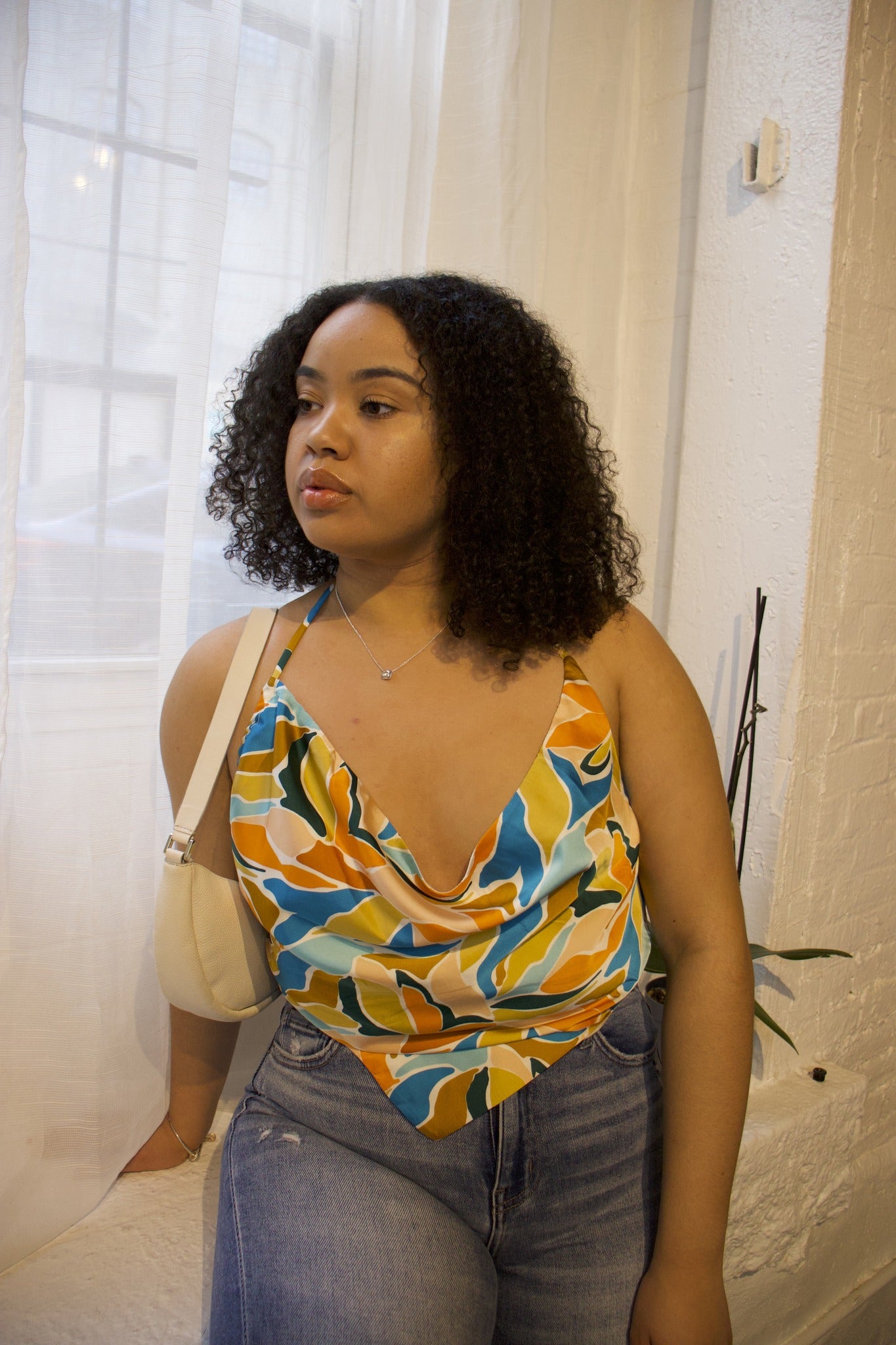 Tropical Multi Color Satin Top
