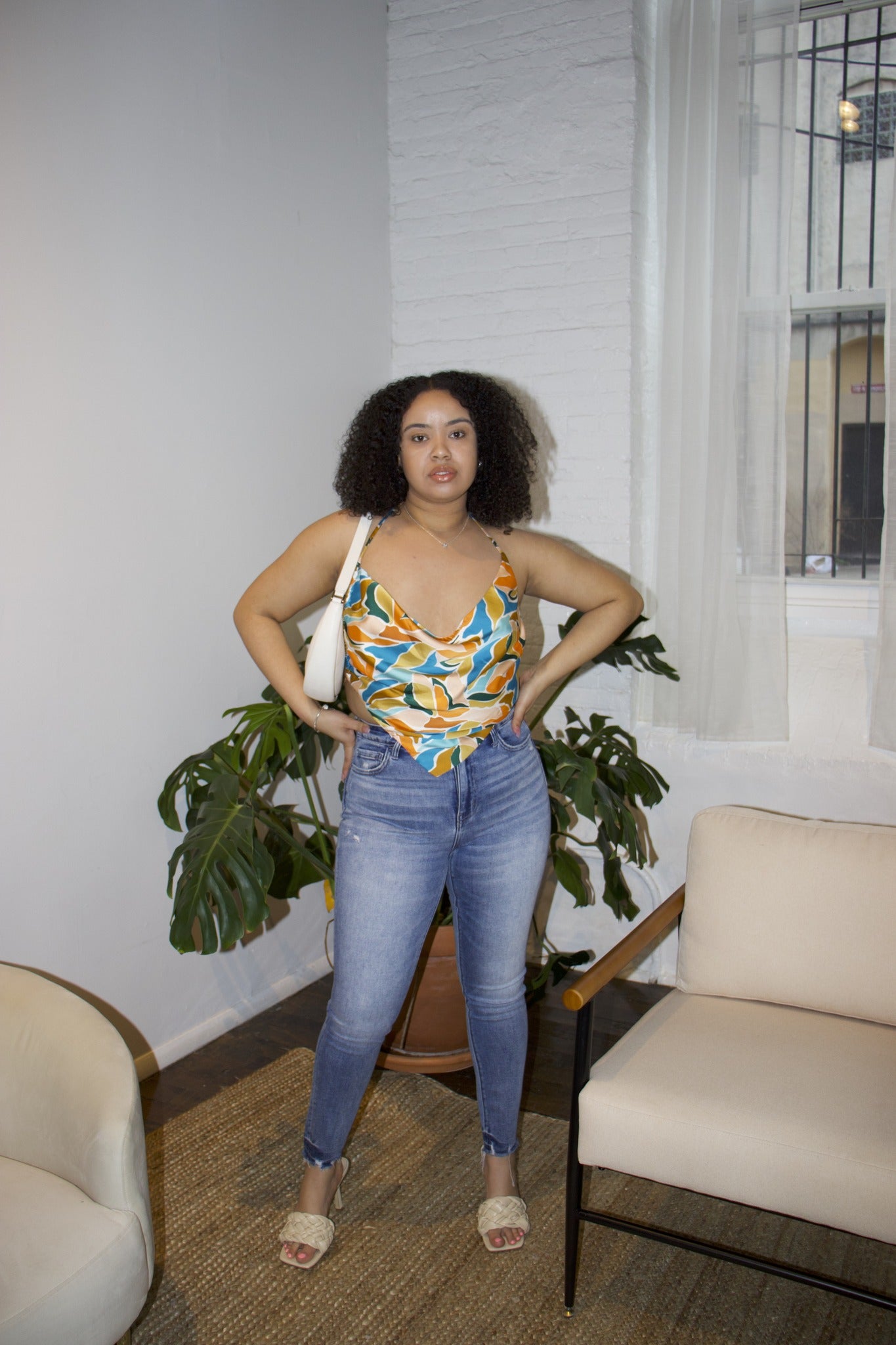 Tropical Multi Color Satin Top